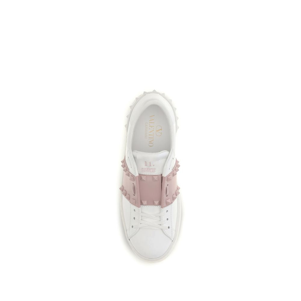 Valentino Garavani White & Rose Open Stud Sneakers