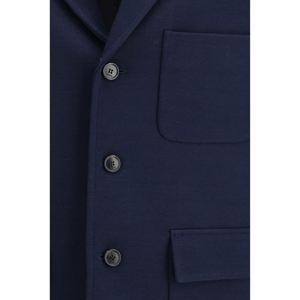 Gucci Dark Blue Cotton Blazer for Men
