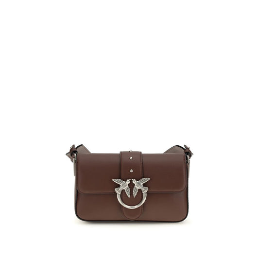 PINKO Brown Calf Leather Bos Taurus Mini Love Shoulder Bag