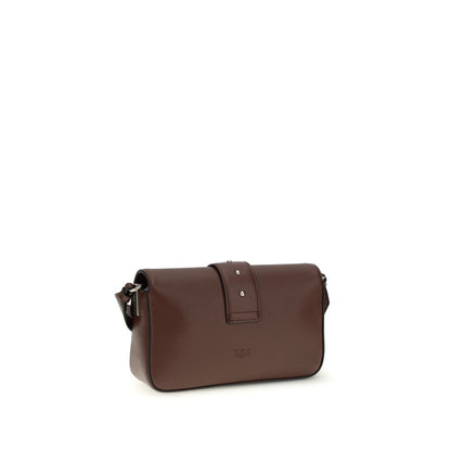 PINKO Brown Calf Leather Bos Taurus Mini Love Shoulder Bag