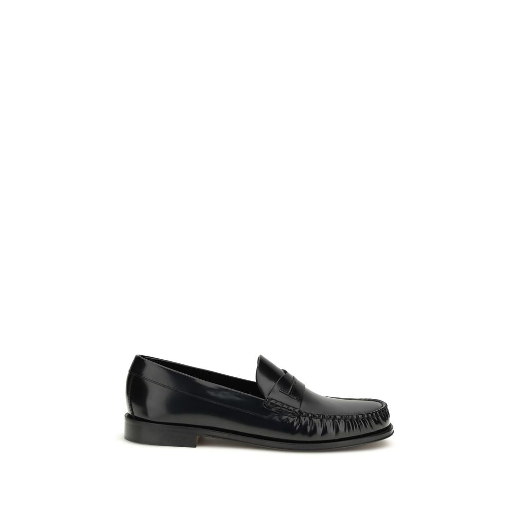 Tom Ford Black Burnished Leather Penny Loafers for Men