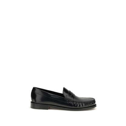 Tom Ford Black Burnished Leather Penny Loafers for Men