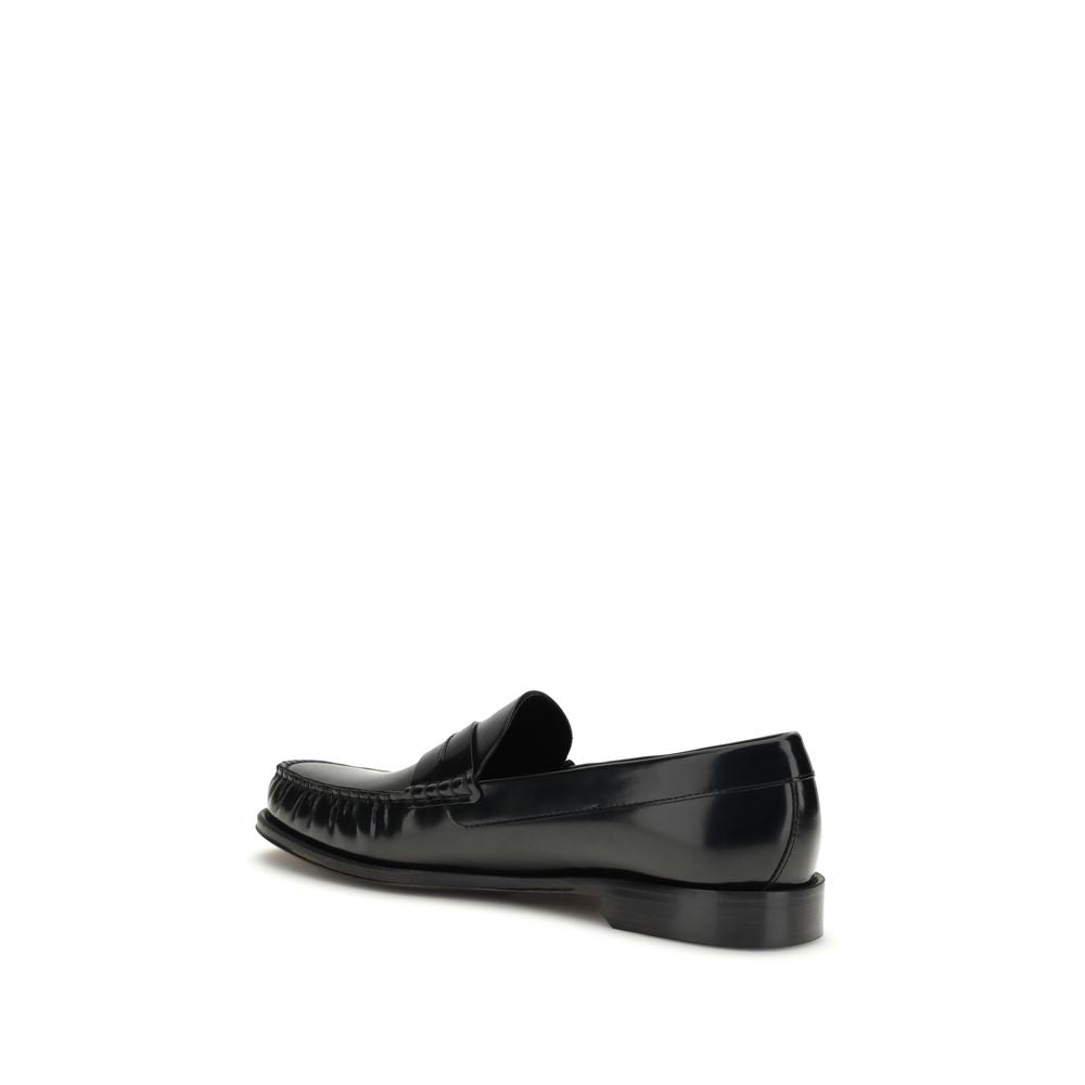 Tom Ford Black Burnished Leather Penny Loafers for Men
