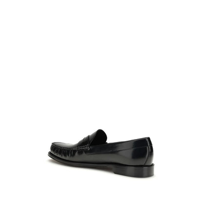 Tom Ford Black Burnished Leather Penny Loafers for Men