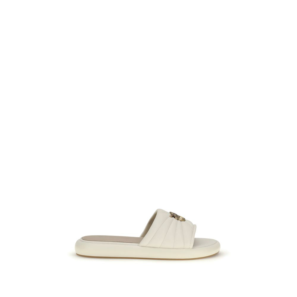 PINKO Cream Calf Leather Bos Taurus Flat Sandals - Fiona Sandals