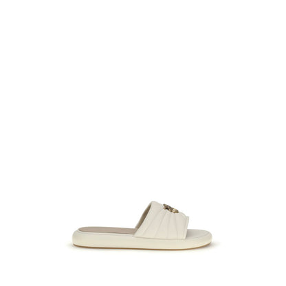 PINKO Cream Calf Leather Bos Taurus Flat Sandals - Fiona Sandals
