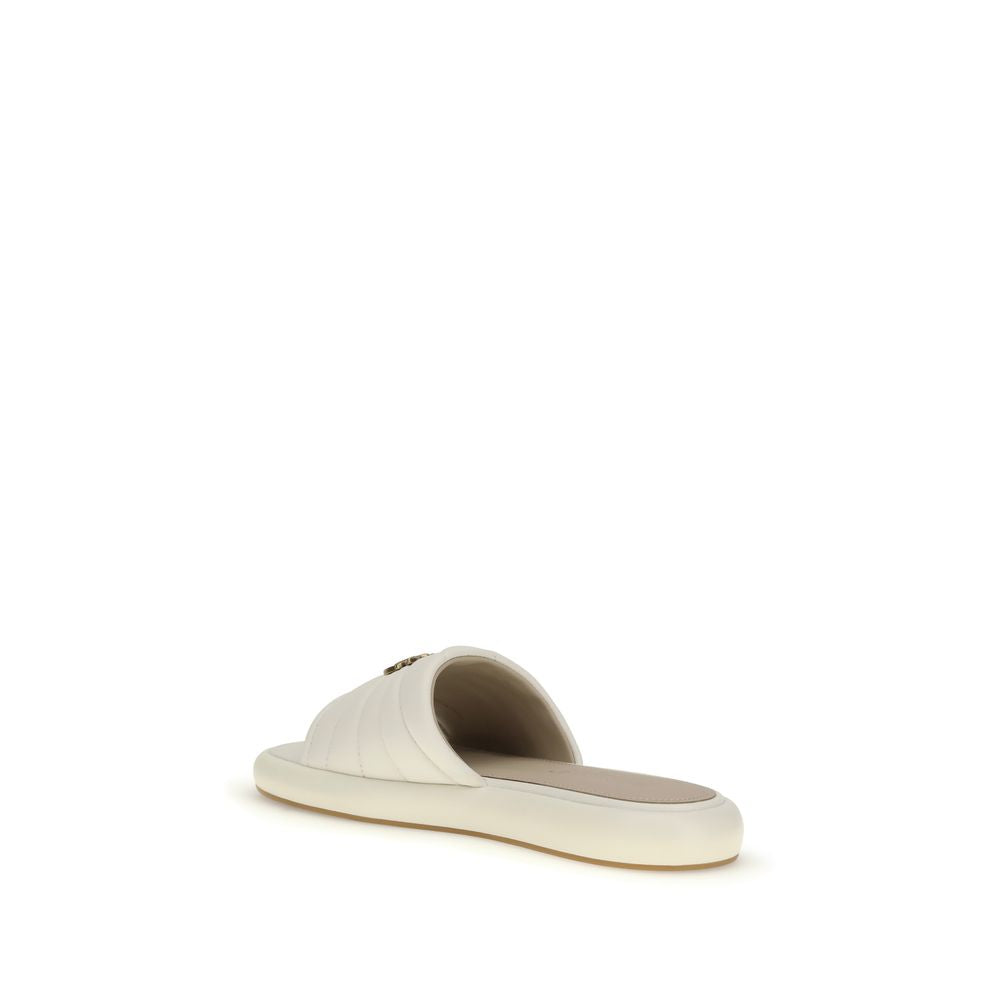 PINKO Cream Calf Leather Bos Taurus Flat Sandals - Fiona Sandals