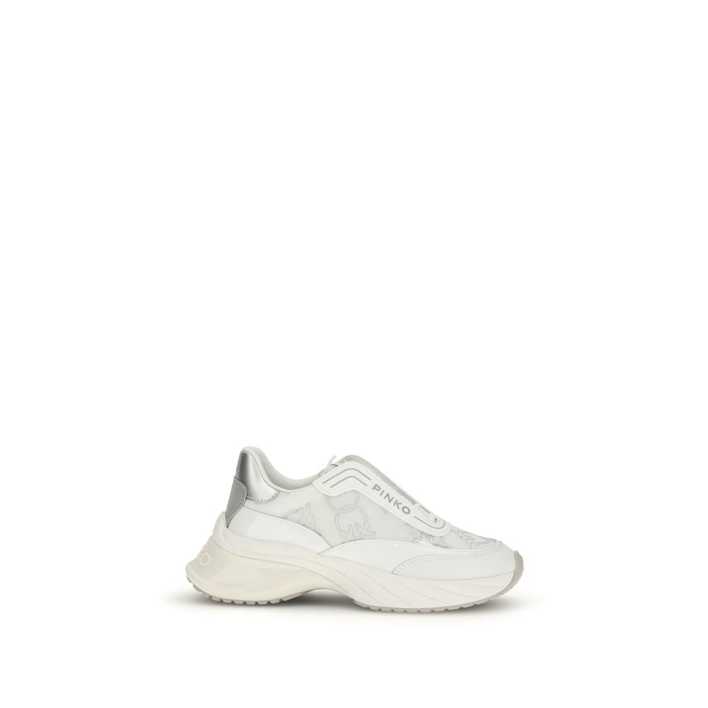 PINKO White Calf Leather Ariel 19 Chunky Sneakers