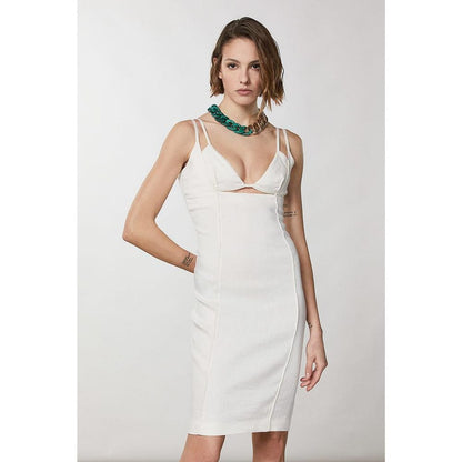 Patrizia Pepe White Flax Casual Dress IT44