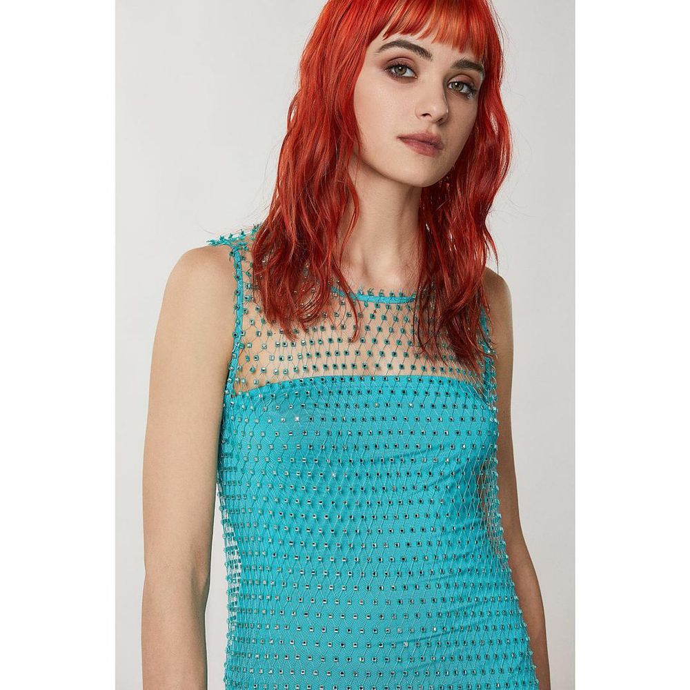 Patrizia Pepe Multicolor Polyester Cocktail Dress Shiny Crystal Acqua XS