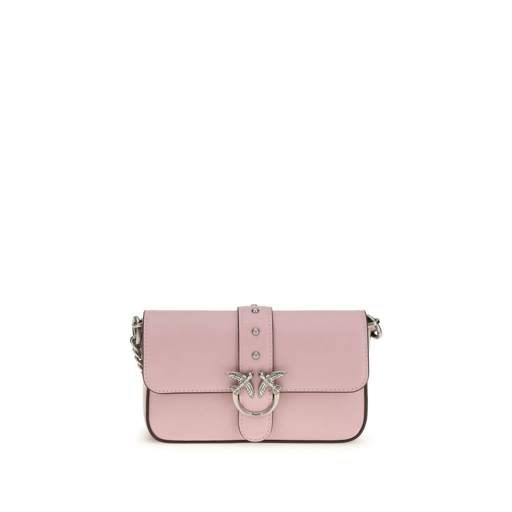 PINKO Pink Calf Leather Love One Micro Cross Body Bag