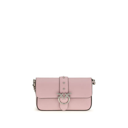 PINKO Pink Calf Leather Love One Micro Cross Body Bag