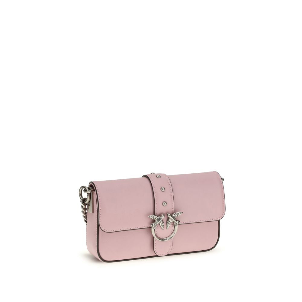 PINKO Pink Calf Leather Love One Micro Cross Body Bag