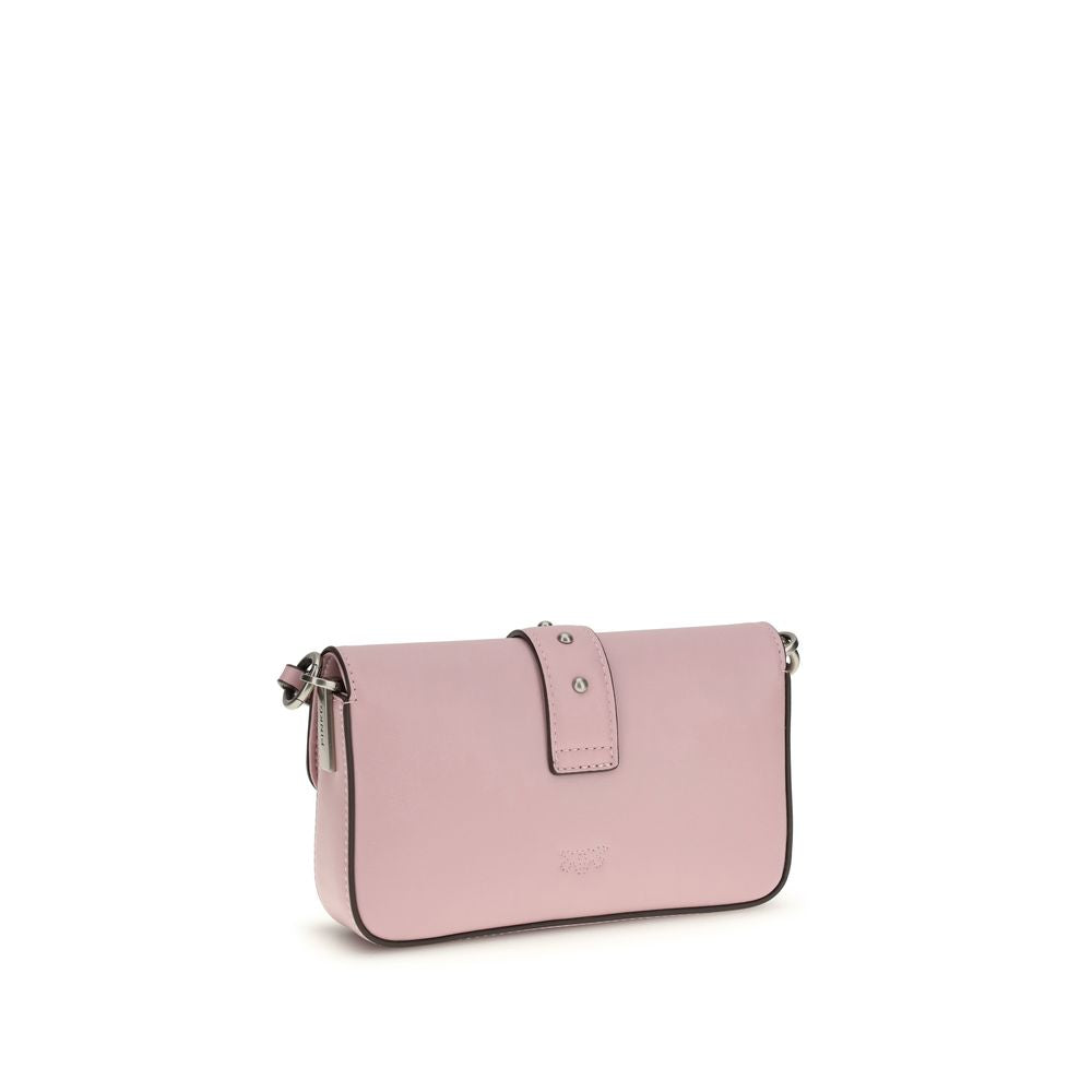 PINKO Pink Calf Leather Love One Micro Cross Body Bag