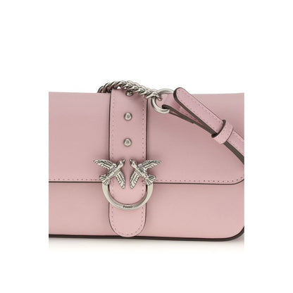 PINKO Pink Calf Leather Love One Micro Cross Body Bag