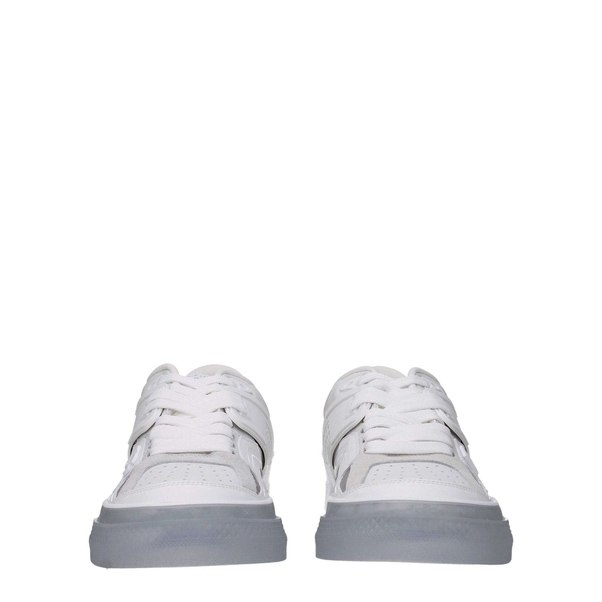 Dolce & Gabbana White & Grey Leather Custom 2.Zero Low-Top Sneakers for Men