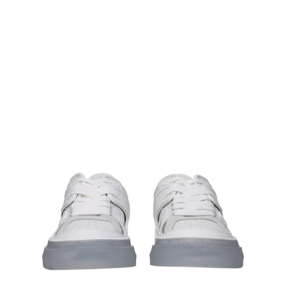 Dolce & Gabbana White & Grey Leather Custom 2.Zero Low-Top Sneakers for Men