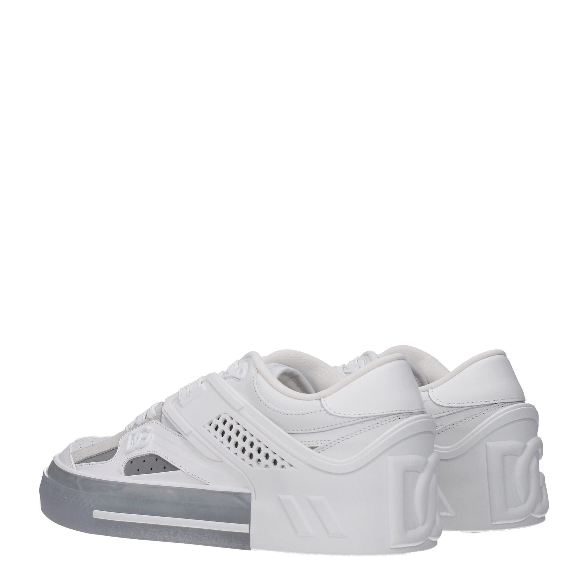 Dolce & Gabbana White & Grey Leather Custom 2.Zero Low-Top Sneakers for Men
