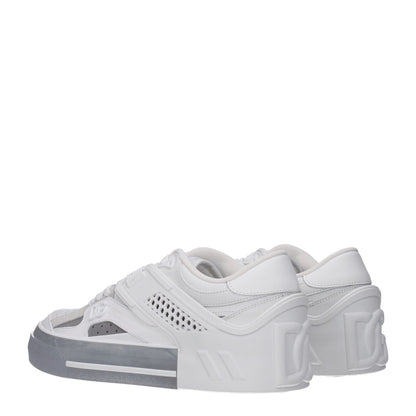Dolce & Gabbana White & Grey Leather Custom 2.Zero Low-Top Sneakers for Men