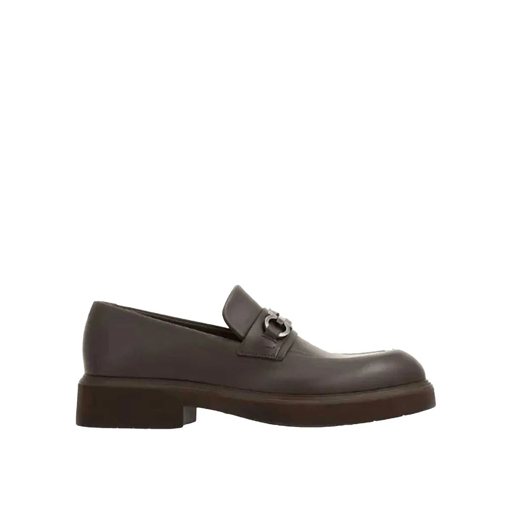 Salvatore Ferragamo Brown Calfskin Slip-On Loafers for Men