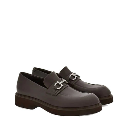 Salvatore Ferragamo Brown Calfskin Slip-On Loafers for Men