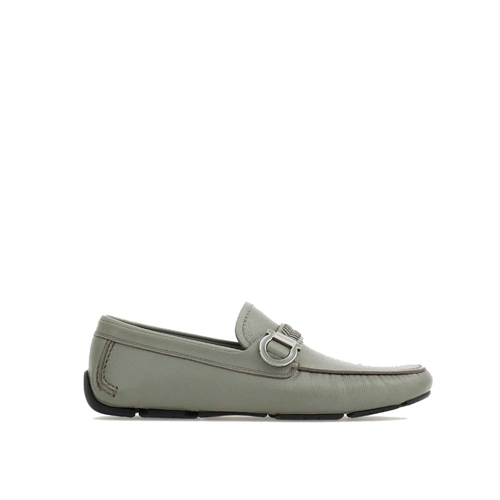 Salvatore Ferragamo Gray Calfskin Slip-On Loafers for Men
