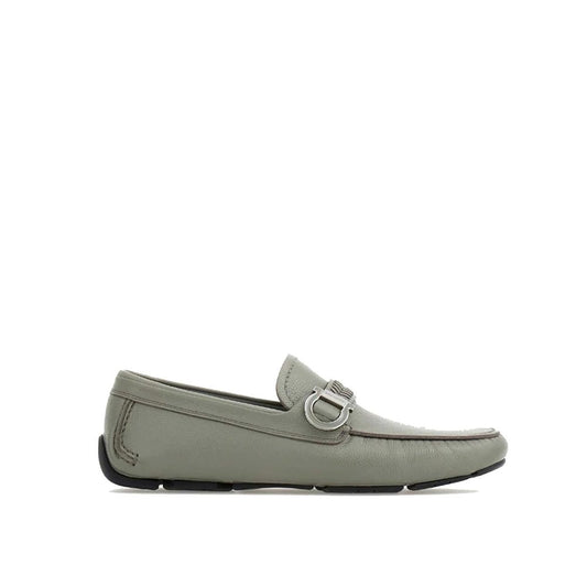 Salvatore Ferragamo Gray Calfskin Slip-On Loafers for Men