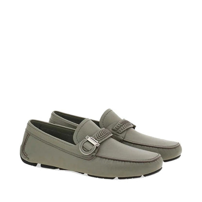 Salvatore Ferragamo Gray Calfskin Slip-On Loafers for Men