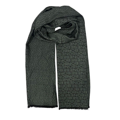Borbonese Green Leopard Print Wool Unisex Scarf