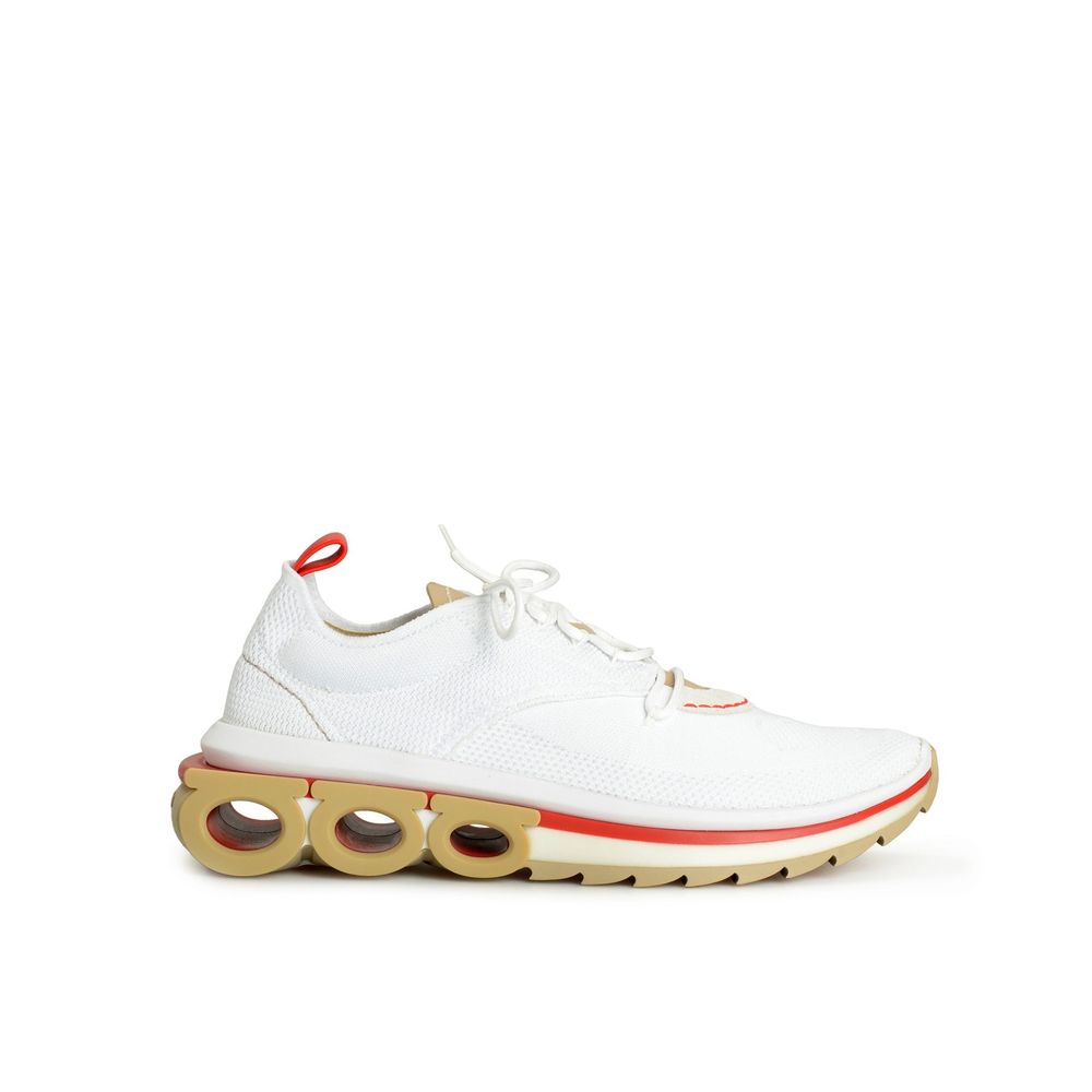 Salvatore Ferragamo White Fabric Athletic Sneakers for Men