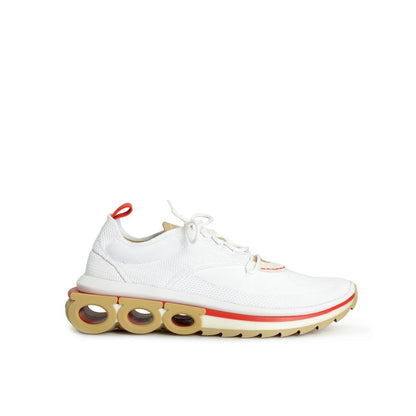 Salvatore Ferragamo White Fabric Athletic Sneakers for Men