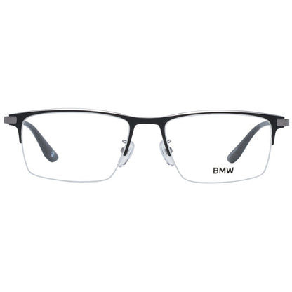 BMW Men’s Black Titanium Glasses – Half-Rim Rectangle Frames