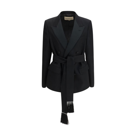 Valentino Black Wool Blazer with Belt