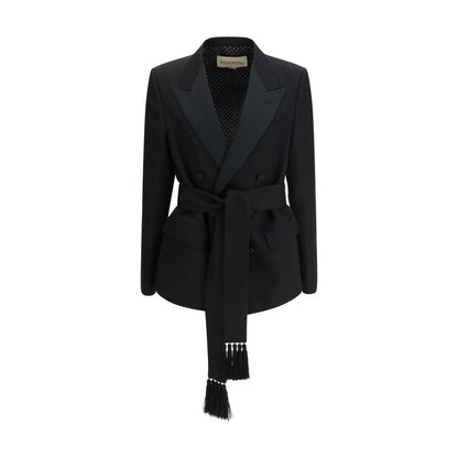 Valentino Black Wool Blazer with Belt