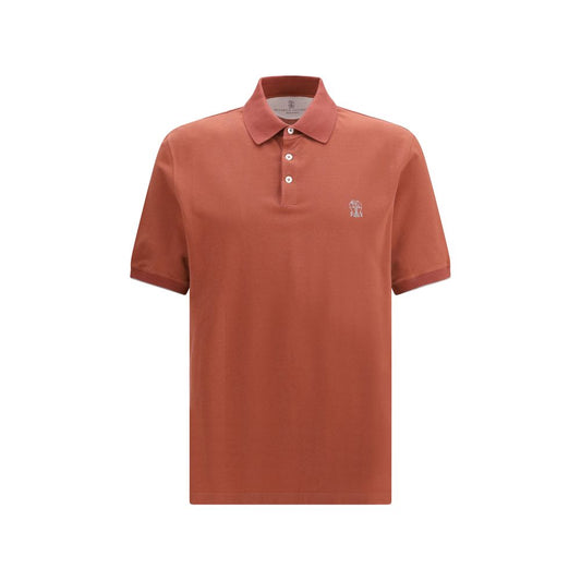 Brunello Cucinelli Orange Cotton Polo Shirt