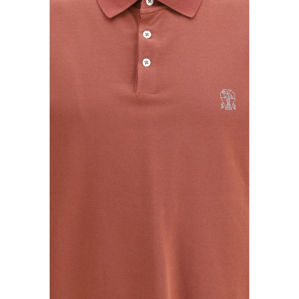 Brunello Cucinelli Orange Cotton Polo Shirt