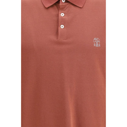 Brunello Cucinelli Orange Cotton Polo Shirt