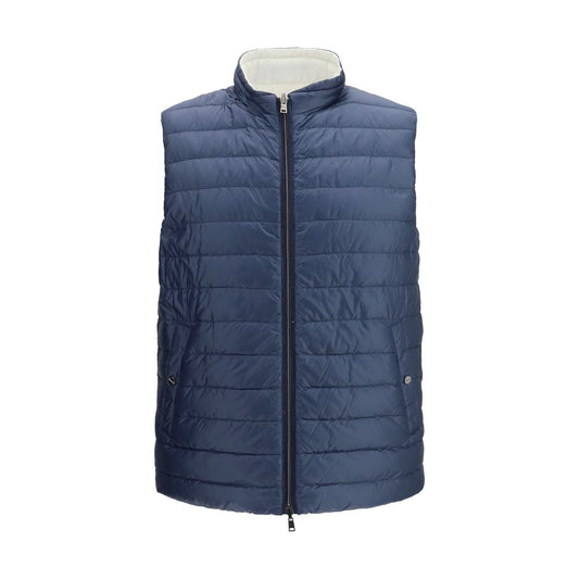 Herno White & Blue Padded Reversible Zip-Up Gilet Jacket