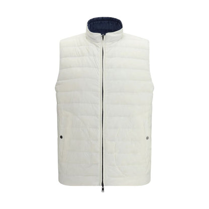 Herno White & Blue Padded Reversible Zip-Up Gilet Jacket
