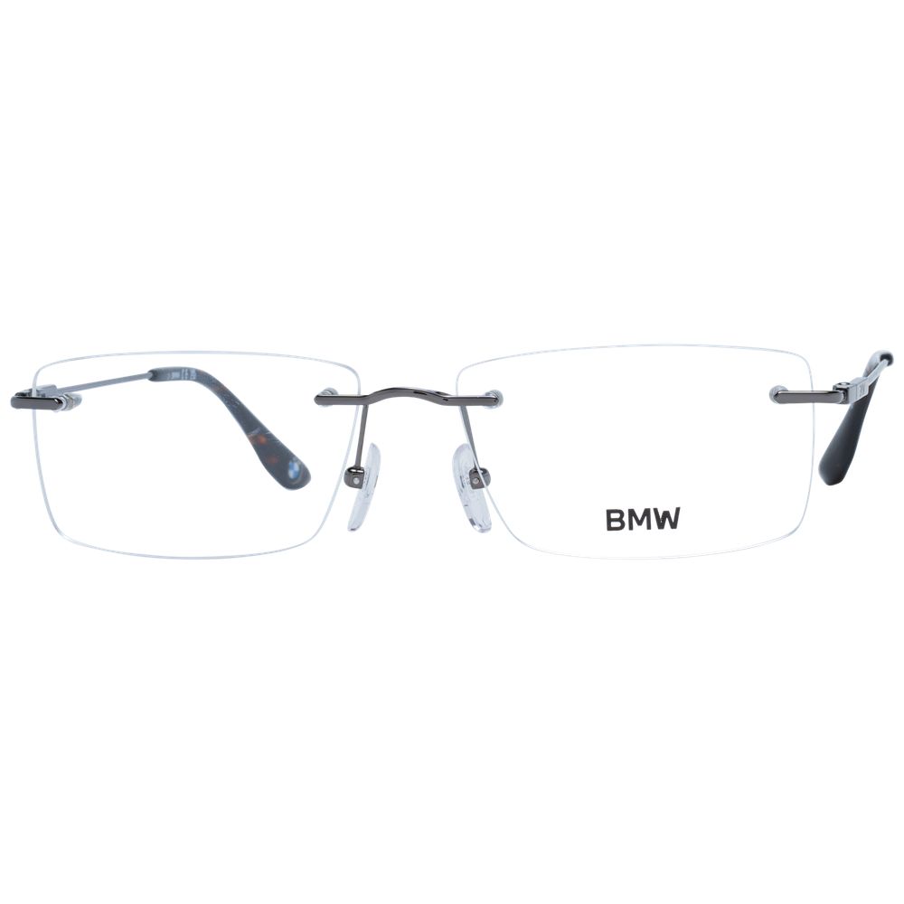 BMW Men's Optical Glasses – Gunmetal Rimless Frames, 56mm