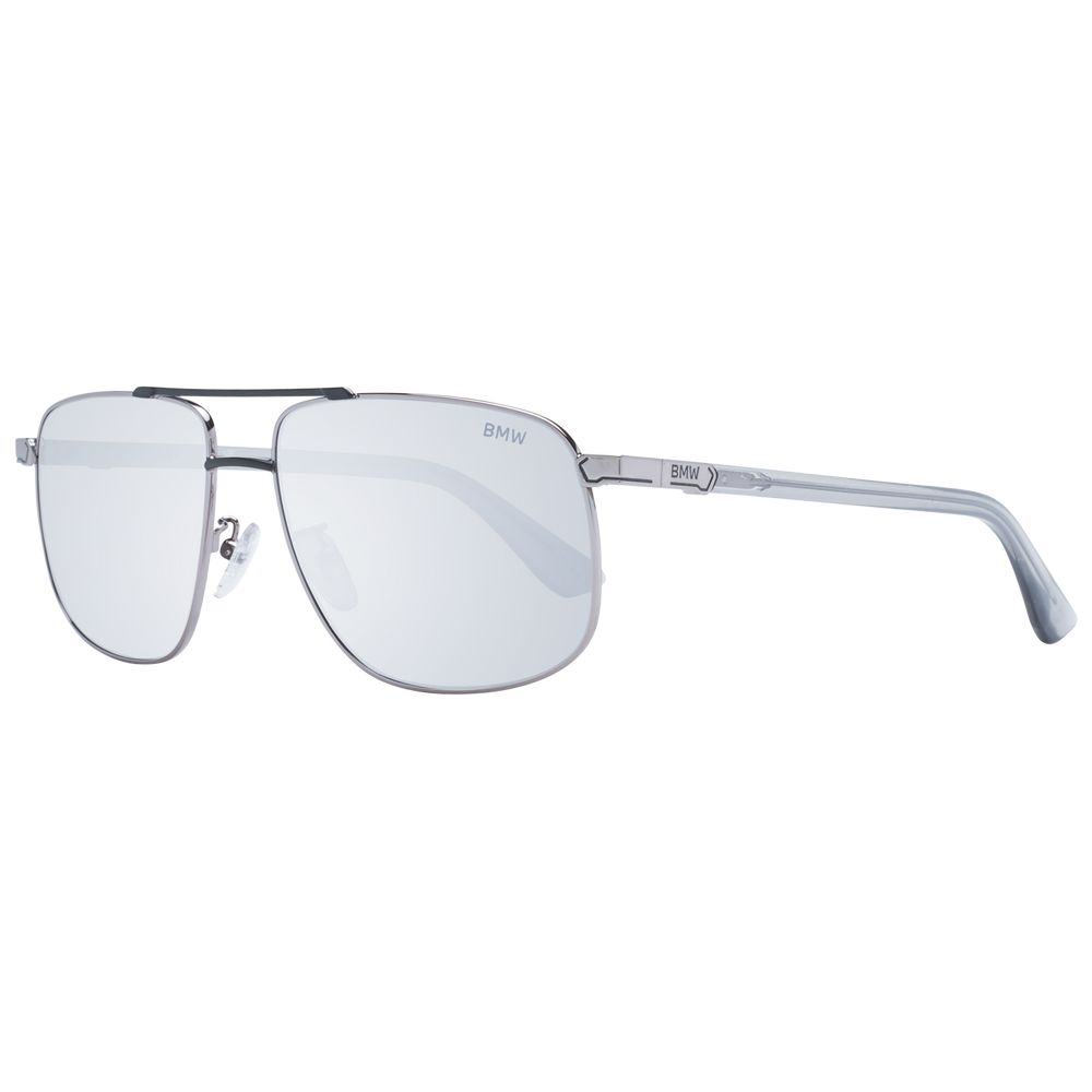 BMW Men's Sunglasses – Grey Metal Frame, Mirrored Lenses