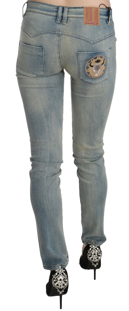 PLEIN SUD Light Blue Washed Mid Waist Skinny Denim Jeans