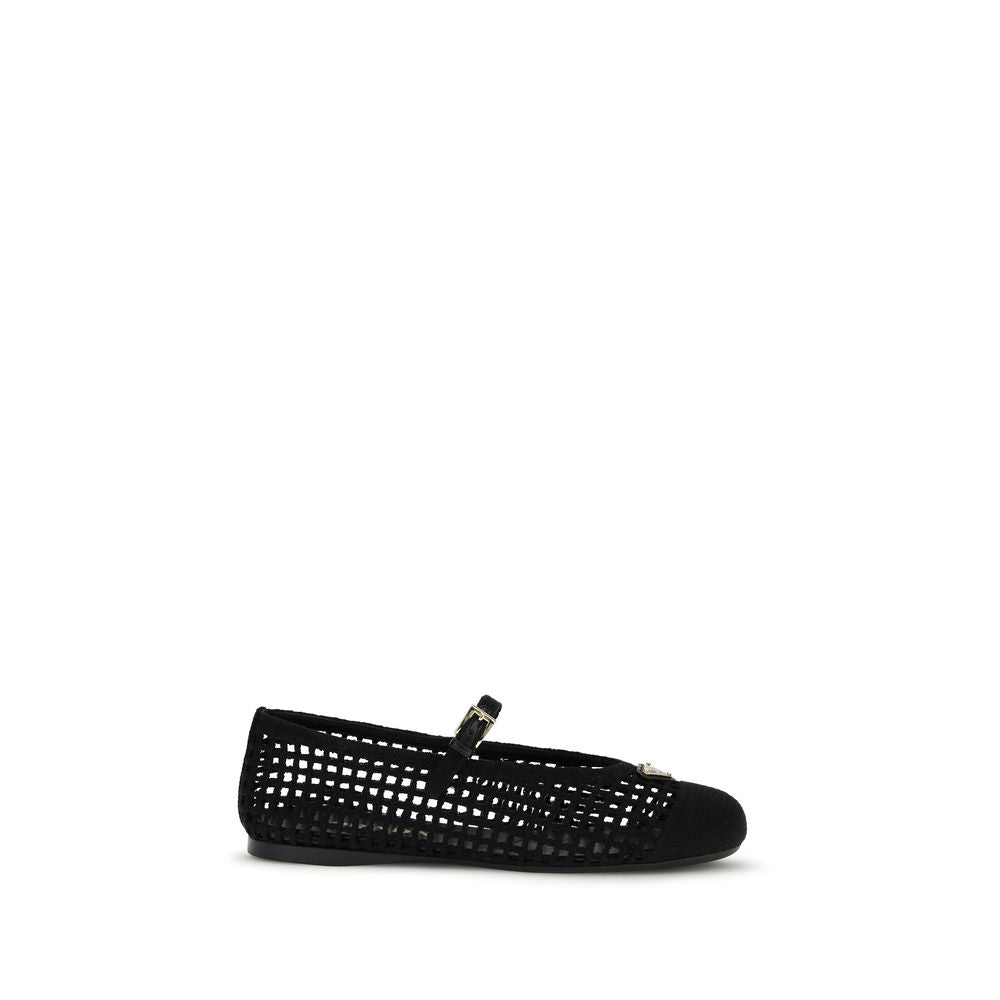 Prada Black Crochet Ballet Flats