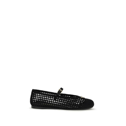 Prada Black Crochet Ballet Flats