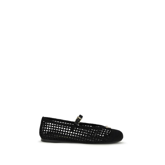 Prada Black Crochet Ballet Flats