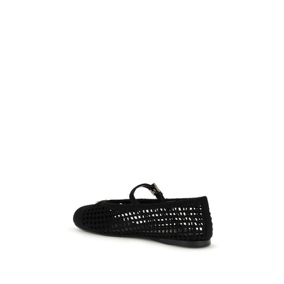 Prada Black Crochet Ballet Flats
