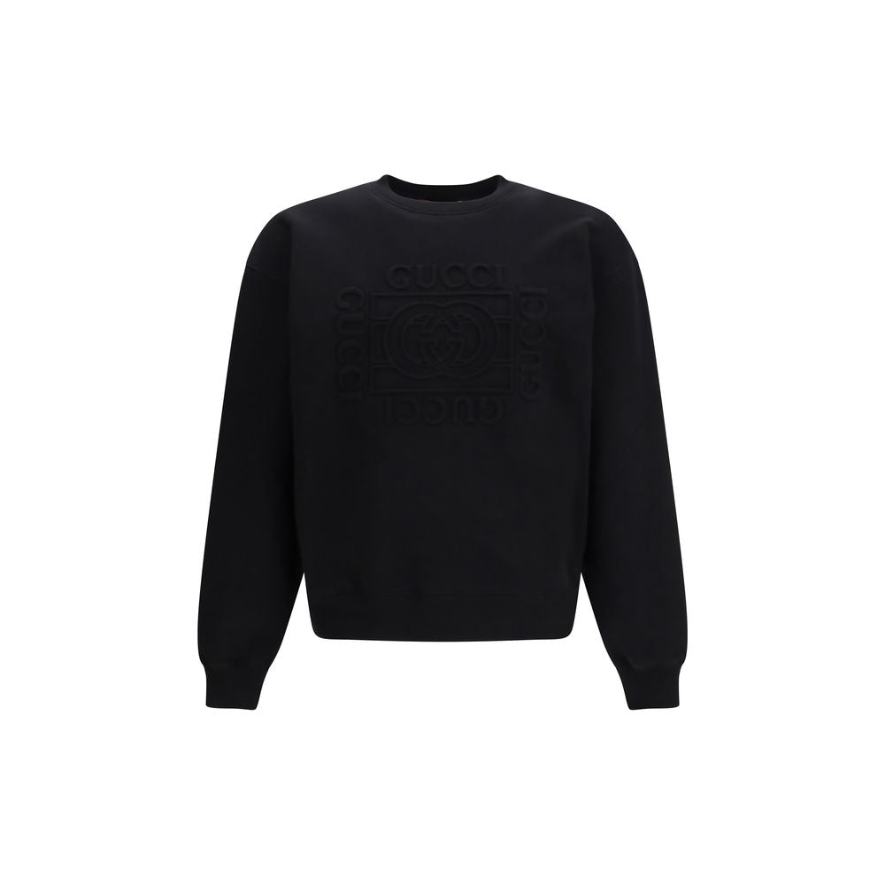 Gucci Black Cotton Sweatshirt - Embossed Logo Design