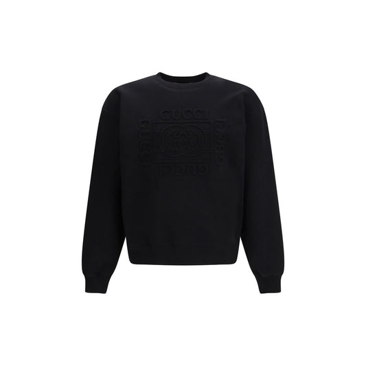 Gucci Black Cotton Sweatshirt - Embossed Logo Design