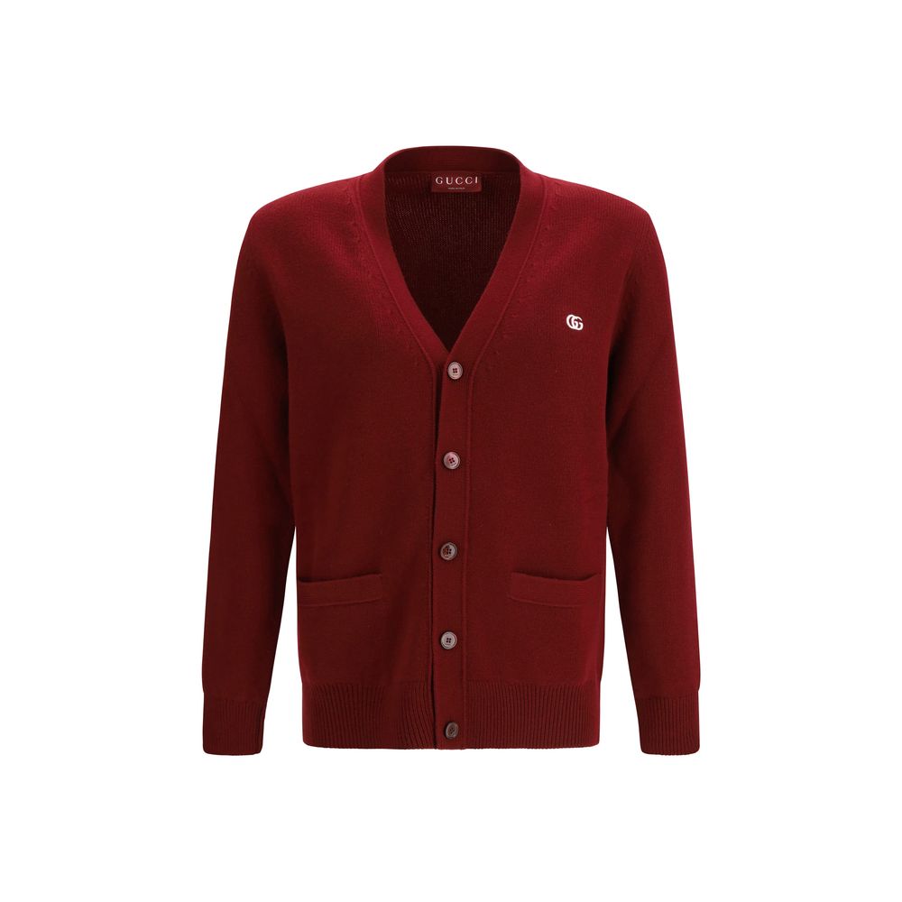Gucci Burgundy Wool/Cashmere Blend Cardigan for Men