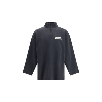 Balenciaga Black Distressed Zipped Sweatshirt